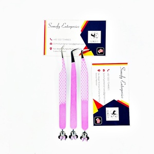 Pince à cils Somofy Enterprises rose en acier inoxydable, pointe lisse, prise en main parfaite, longueur 10 mm, ensemble de précision, logo personnalisé pour entreprise - Product Image 1