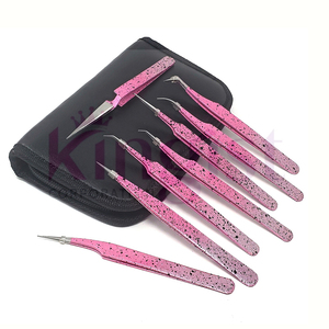 Best Selling Stainless Steel Eyelash Tweezers Set with Curved and Straight Tip Lash Extension Beauty Tweezers Paper Coating - Product Image 5