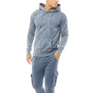Hiver Hot Spring Tenue Urbaine Moderne pour Hommes : Sweats à Capuche en Polaire Délavé à l'Acide, Texture Confortable, Coupe Ajustée, Coutures Durables, Apparence Élégante - Product Image 1