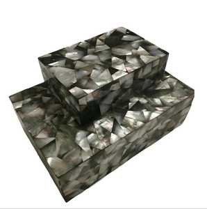 Exclusive Luxury MOP Mosaic Jewelry <b>Organizer</b> Box Handcrafted Mother of Pearl Storage Case for Rings, Earrings, Bracelets, - Product Image 1