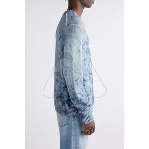 Pull-over en tricot 100 % coton pour homme, coupe oversize, effet délavé, avec logo personnalisé, imprimé par transfert thermique, respirant, haute qualité - Product Image 3