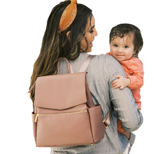 Mochila de pañales de cuero PU ecológica de alto lujo, almacenamiento de pañales de bebé personalizado sólido, accesorio imprescindible para maternidad de mamá - Product Image 1