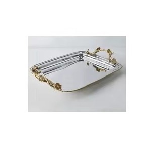 ถาดเสิร์ฟโลหะแบบหนาพร้อมหูจับ ถาดเสิร์ฟอาหารสแตนเลส ขายส่ง - Product Image 4