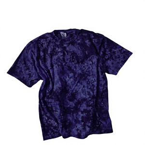 Camiseta de Hombre con Cuello Redondo y Manga Raglán, Diseño Tie-Dye, Tejido de Punto, Corte Holgado Informal, Estampado Azul y Negro, 100% Algodón Transpirable - Product Image 3