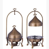 Soporte para Plato de Comida Caliente de Cobre con Exterior Pulido y Tapa de Cobre, Olla Calentadora Ecológica para Buffet, para Servicio de Catering en Hoteles