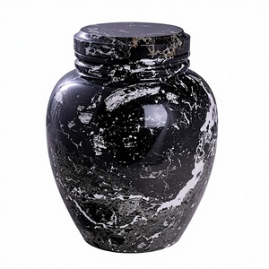 Marble Custom Engraved Cremation Memorial <b>Urn</b> for Human Ashes Adult Size Personalized Decorative Genuine Marble <b>Urn</b> <b>Large</b> Black - Product Image 1