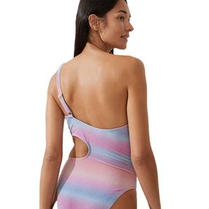 ชุดว่ายน้ำผู้หญิงแบบขายส่ง เซ็กซี่ ใส่ได้ทุกฤดู ไหล่เดียว คอวี กระชับสัดส่วน พิมพ์ลายด้วยความร้อน ทรงเข้ารูป - Product Image 4