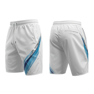 Pantalones Cortos Deportivos de Nylon Blanco para Hombre, Diseño Gráfico, Ligeros, para Entrenamiento, con Arte Abstracto Premium - Product Image 3