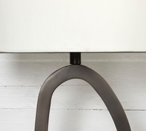 Infinity Oval Metal Table Lamp with Open Iron Loop Base Premium Linen <b>Drum</b> <b>Shade</b> Warm Ambient <b>Lighting</b> for Modern Interiors - Product Image 5