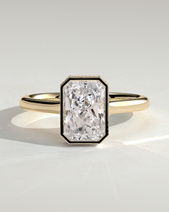 Anillo de Compromiso de Oro Sólido de 14K con Diamante Cultivado en Laboratorio de Corte Radiante de 3CT, Anillo de Boda con Halo Oculto y Engaste de Bisel - Product Image 5