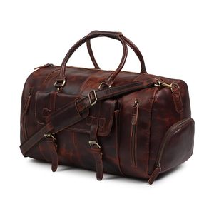 Premium Sinclair Buffalo Leather Duffle Bag | Vintage Travel & Weekender Bag | 24-inch | Spacious Interior with Adjustable Padd - Product Image 2
