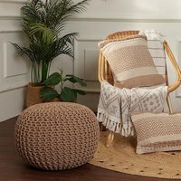 Pouf en macramé 100% coton fait main, petit et grand, décoration de luxe pour la maison, le salon, pour Noël, les rassemblements en plein air