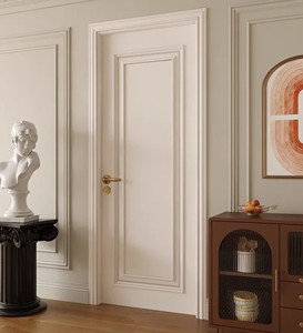 Puerta Interior Moderna de MDF Impermeable Precolgada con Diseño Rústico, Película de PVC y Chapa de Madera para Dormitorio, Sala de Estar de Villa, Personalizable - Product Image 3