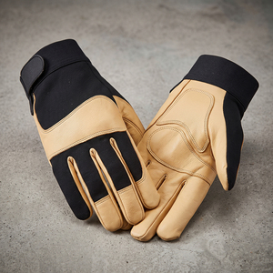 Guantes de Mecánico Reforzados de Cuero de Cabra, Resistentes al Calor, a la Abrasión y Ajustables para Trabajo Industrial Pesado - Product Image 4