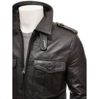 Blouson Moto Vintage en Cuir Grande Taille pour Homme, Mi-long, Col Montant, Hiver, Personnalisable OEM ODM, Imperméable à l'Avant, Vente en Gros