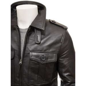 Wholesale <b>Men</b>’s <b>Plus</b> <b>Size</b> Leather Motorcycle <b>Jacket</b> – Mid-Length Stand Collar Winter Custom OEM ODM - Product Image 3