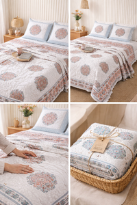 Ensemble de couette indienne 100 % coton faite à la main, imprimée, réversible, motif Jaipuri, multicolore, élégante, écologique et jetable - Product Image 2