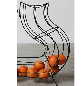 Elegant <b>Black</b> Wired Fruit Bowl Geometric Design <b>Storage</b> Fruit <b>Basket</b> For Kitchen Decor at Affordable Price - Product Image 4
