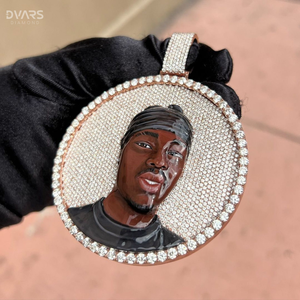Pendentif Cercle Personnalisé de Luxe en Moissanite Hip Hop avec Photo, Certifié Testeur de Diamant, en Argent 925, pour Photos Personnalisées - Product Image 3