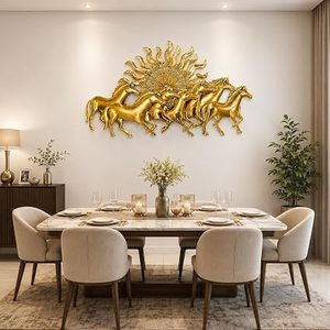 Décoration murale en laiton Golden Horse, art mural contemporain sur le thème des animaux, décoration murale pour la maison ou le bureau - Product Image 2