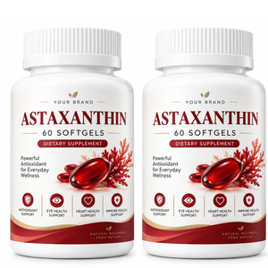 Capsules d'astaxanthine 12 mg, logo personnalisé OEM ODM, capsules d'astaxanthine pure, compléments alimentaires à base de plantes pour la santé des yeux et de la peau - Product Image 1