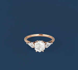 Anillo de Compromiso con Diamante Cultivado en Laboratorio de 1.20CT, Certificado IGI, VS1 F, Corte Hexagonal, Chapado en Oro de 14K y Rodio, Anillo Clásico para Mujer - Product Image 2