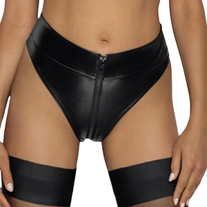 Braguitas de Nylon Negras de Cintura Alta con Cierre Frontal, Ropa Interior Femenina Sexy sin Costuras, Estilo Tejido Sólido - Product Image 3
