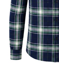 Chemise en flanelle à carreaux vert marine pour homme, coupe ajustée, manches longues, boutonnée, en coton, style décontracté, tendance, fabriquée sur mesure - Product Image 6