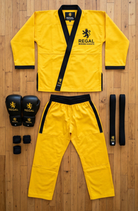 Uniforme de Artes Marciales Mixtas Regal, Amarillo y Negro, Traje de Judo Unisex, 100% Poliéster, Uniforme de Boxeo, Karate, Unisex - Product Image 3