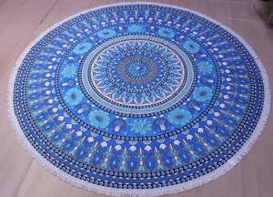 Pareo de playa redondo estampado 2 en 1: Fabricante de toallas de algodón con diseño frontal y toalla en la parte trasera - Product Image 3