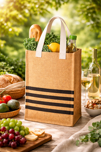 Sac fourre-tout en jute écologique, imprimé rayé, naturel, réutilisable, sac de plage, sac de shopping, petit format, sac cadeau, logo personnalisé - Product Image 2