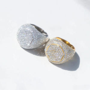 Anillo de Moissanita Iced Cluster de Plata de Ley 925, Estilo Hip Hop, Engaste Pavé, Bañado en Rodio, Regalo de Compromiso/Boda, Anillo de Meñique - Product Image 4