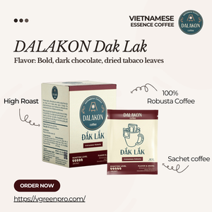 Café en Polvo Robusta de Vietnam DALAKON, Grado Premium, Tueste Oscuro, Sabor Amargo, Cafeína, 10g*12 por Caja - Product Image 3
