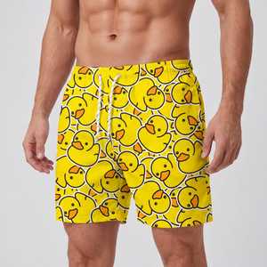 Shorts de Baño para Hombre con Estampado de Pato Amarillo, Secado Rápido, Cintura Elástica con Cordón, Traje de Baño Casual para Surf - Product Image 2
