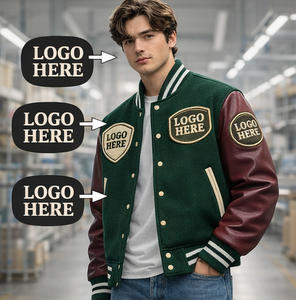 Blouson universitaire personnalisé OEM, marque privée, corps en laine, manches en cuir, blouson Letterman, vente en gros, commande en gros, épais, style universitaire - Product Image 2