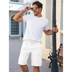 2025 hommes sportif coton cordon Cargo Shorts genou-longueur été sergé pantalons d'extérieur avec Logos 2-en-1 motif - Product Image 4