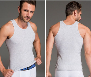 เสื้อกล้ามคอตตอนริบบ์ ไซส์ US EU แบบกำหนดเอง เสื้อกล้ามริบบ์ผู้ชาย เสื้อกล้ามรัดรูป - Product Image 3