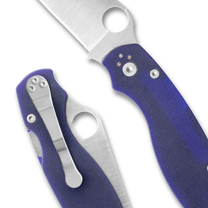 Couteaux de poche pliants en acier inoxydable avec lame à pointe tombante à bord droit et tranchant, manche texturé violet, trou pour le pouce et clip de poche - Product Image 6