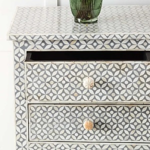 White Bone Inlay <b>Chest</b> of Drawers Premium Handmade Wooden Cabinet for Home Decor - Product Image 3