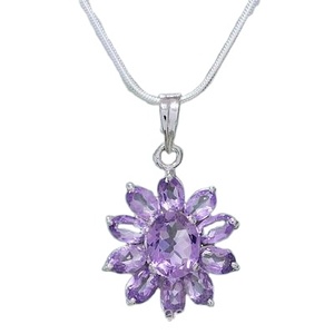 Colgante de piedras preciosas de amatista de plata esterlina sólida 925 hecho a mano con diseño etéreo estilo étnico de moda para mujeres proveedor a granel - Product Image 1