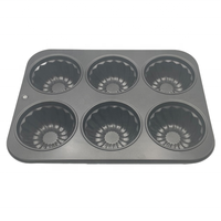Moule à muffins antiadhésif 6 tasses en acier au carbone en forme de fleur pour grille-pain four moule à gâteau à dégagement facile outils de dessert