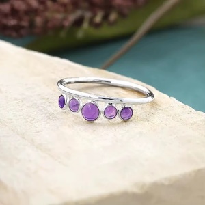 Bague Couronne en Améthyste Naturelle, Argent Sterling 925, Faite à la Main, Style Bohème Délicat, Bague Minimaliste, Pierre de Naissance de Février, Bijou en Pierre Précieuse, Cadeau - Product Image 5