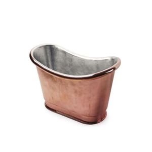 Copper Oval Bathtub Free Standing Double Slipper with Slanted Base and Skirted Luxury Bath - Product Image 4