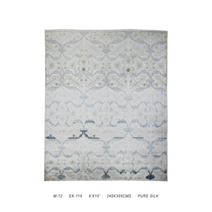 Collection de tapis de luxe noués à la main en pure soie et laine, design oriental moderne vieilli, à poils ras 3D - Product Image 2