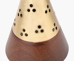 เตาเผาบัคฮูรแบบอาหรับ ทำจากโลหะตีลาย พร้อมฐานไม้ สำหรับจุดกำยานอูดแบบดั้งเดิม - Product Image 5