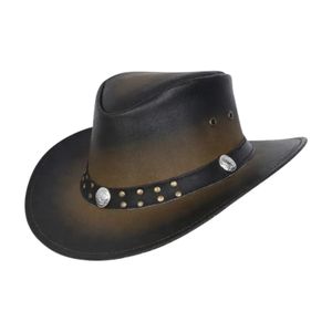 Sombrero Vaquero Marrón Pulido Estilo Ombre Vintage de Fieltro con Banda de Cuero Tachonada, Fabricante Personalizado - Product Image 2