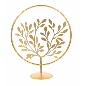 งานประติมากรรมใบไม้เหล็กแบบใหม่ รูปปั้นทองคำทำมือสไตล์โมเดิร์น สำหรับตกแต่งบ้านและสำนักงาน - Product Image 2