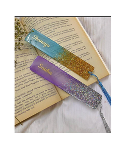 Marque-page en résine sur mesure, artisanat en époxy naturel avec paillettes dorées, meilleur cadeau pour enseignant, porte-page à prix avantageux - Product Image 2
