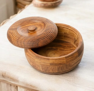 Designer Chapati Storage Container Handcrafted Wooden Roti Box With <b>Decorative</b> <b>Lid</b> Kitchen Dining And Serving - Product Image 2