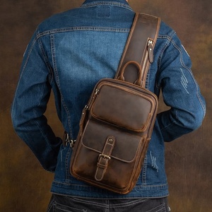 Sac de poitrine tendance en cuir véritable, design élégant, matériau respirant, durable, antivol, à une sangle, très demandé - Product Image 4